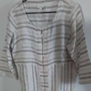 J Jill Striped Button-Front Top